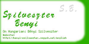 szilveszter benyi business card